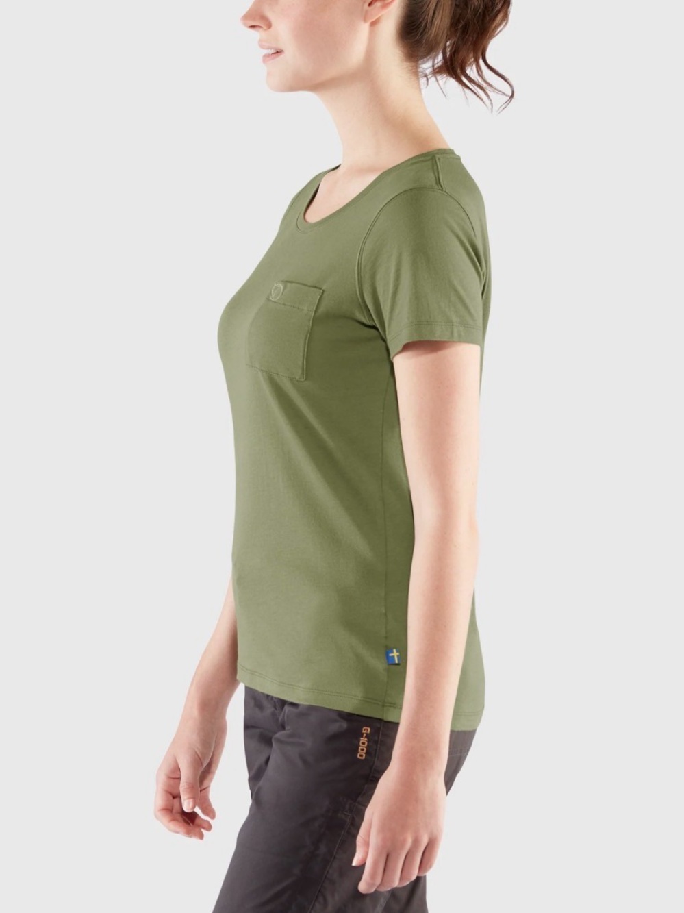 Fjallraven Women’s Olive Green Ovik Scoop Neck Pocket Tee T-Shirt Sz. M - Picture 3 of 11